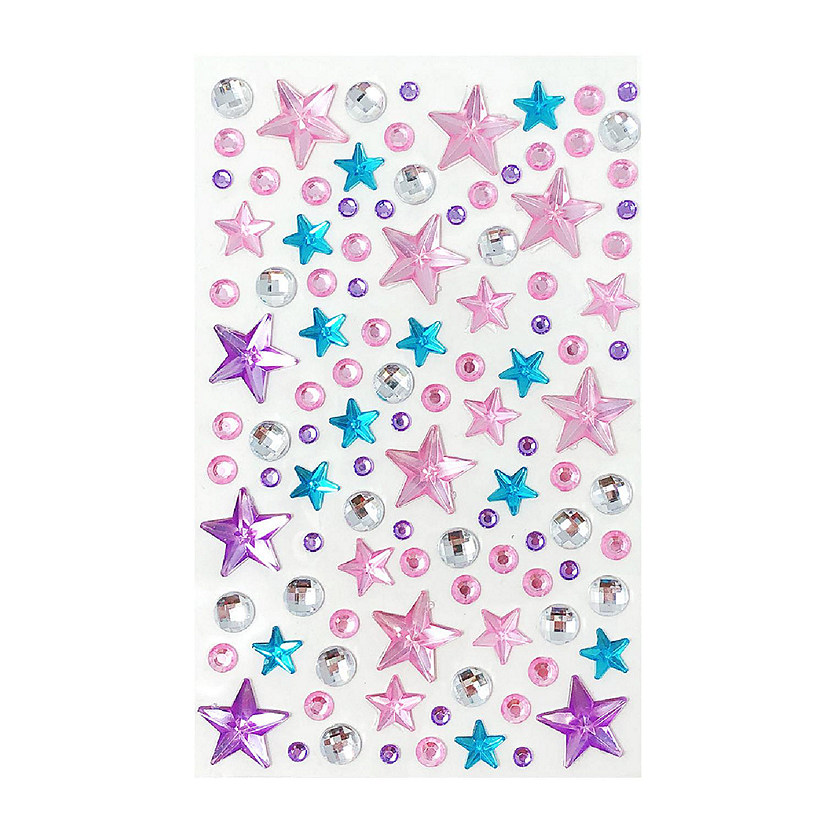 Wrapables Acrylic Self Adhesive Crystal Rhinestone Gem Stickers, Stars Pink Blue Lilac Image