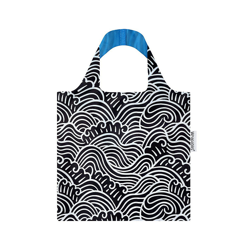 Wrapables Allybag Foldable & Lightweight Reusable Grocery Bag, Grab & Go Navy Swirls Image