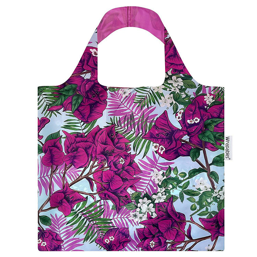 Wrapables Allybag Foldable & Lightweight Reusable Grocery Bag, Purple Leaves Image