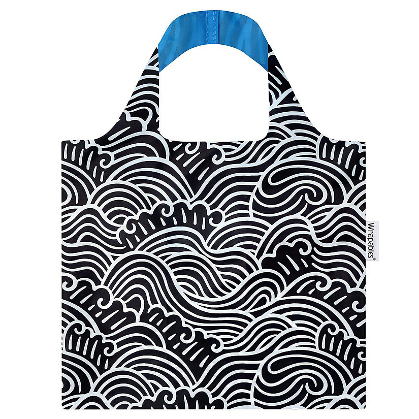 Wrapables Allybag Foldable & Lightweight Reusable Grocery Bag, Waves Image