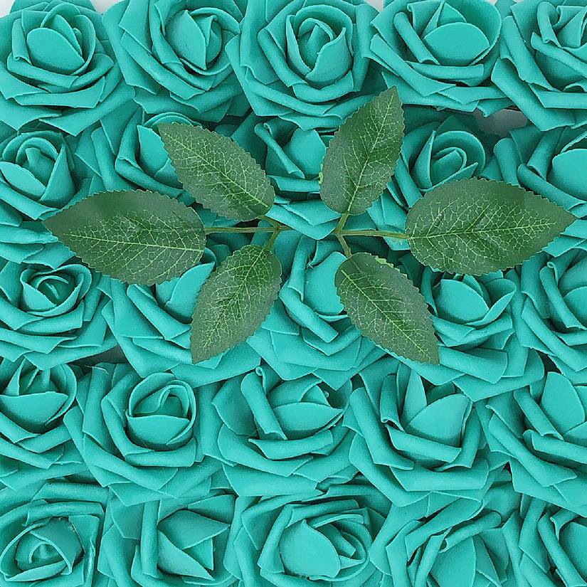 Wrapables Aqua Green Artificial Flowers, Real Touch Latex Roses Image