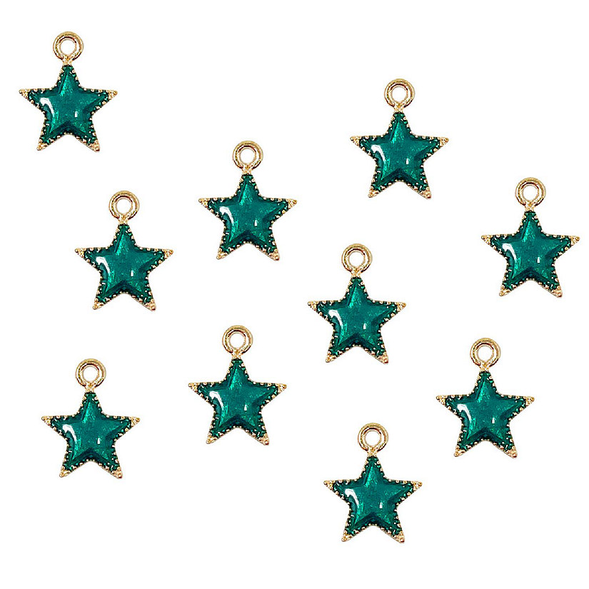 Wrapables Astronomy Jewelry Making Charm Pendant (Set of 10), Green Star Image