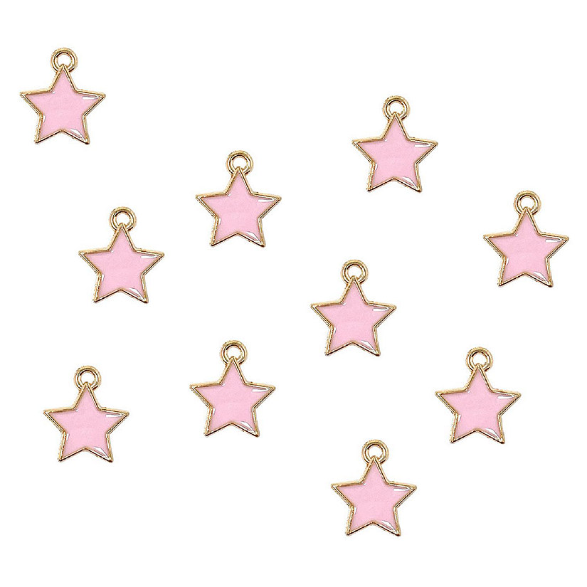 Wrapables Astronomy Jewelry Making Charm Pendant (Set of 10), Pink Star Image