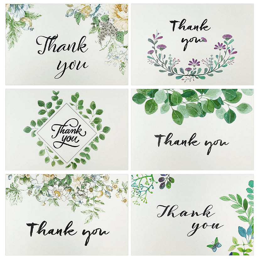 Wrapables Blank Thank You Cards with Envelopes (Set of 4), Classic Floral Image
