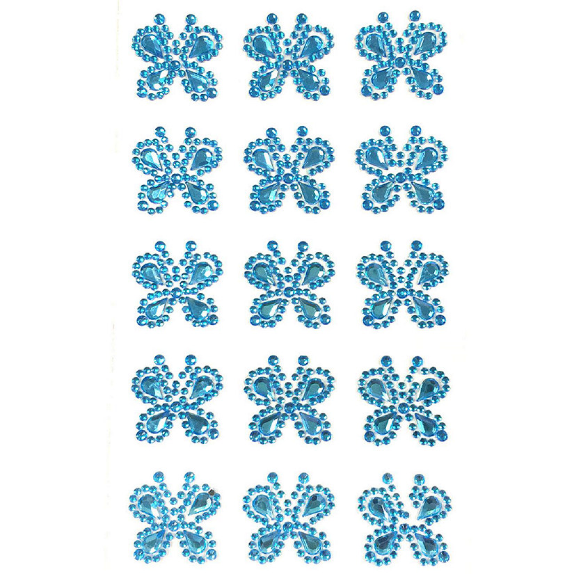 Wrapables Butterfly Crystal Adhesive Rhinestones Gems, Blue Image