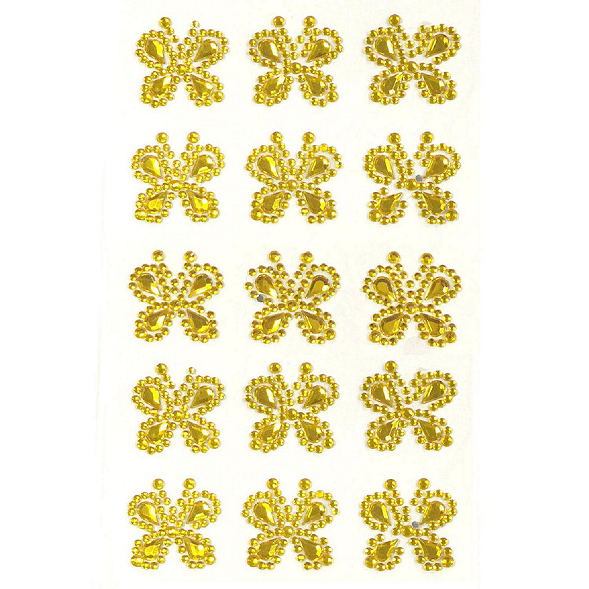 Wrapables Butterfly Crystal Adhesive Rhinestones Gems, Gold Image