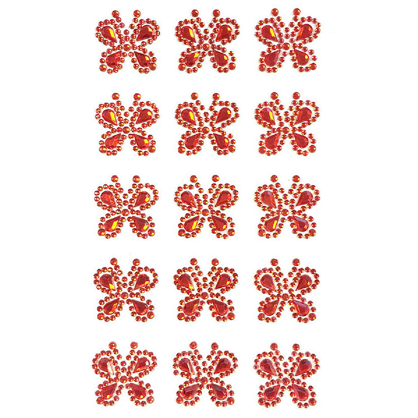 Wrapables Butterfly Crystal Adhesive Rhinestones Gems, Red Image