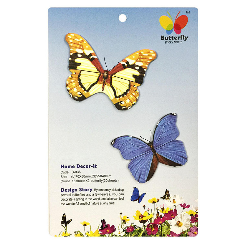 Wrapables Butterfly Memo Bookmark Sticky Notes, Beige and Blue Image