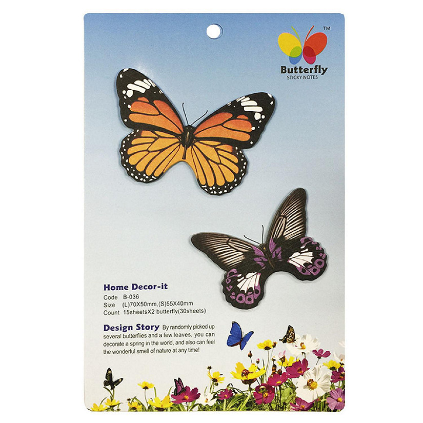 Wrapables Butterfly Memo Bookmark Sticky Notes, Brown and Purple Image