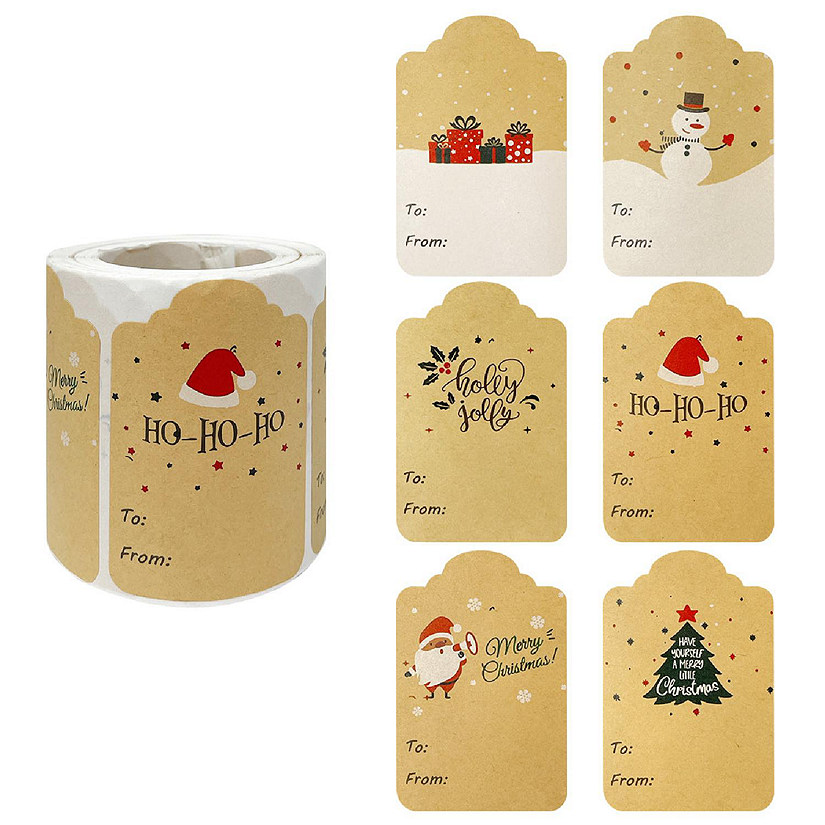 Wrapables Christmas Holiday Gift Tag Stickers and Labels Roll (300pcs), Snowman Image