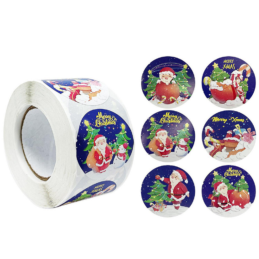 Wrapables Christmas Stickers Label Roll, Holiday Stickers (500 pcs), Santa Claus Image