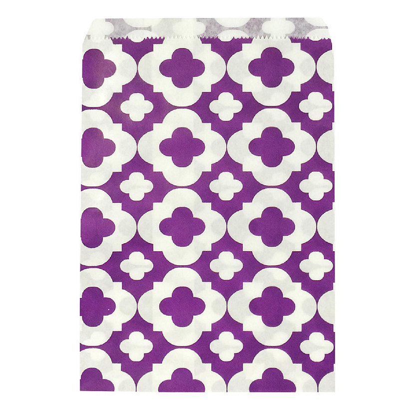 Wrapables Clover Party Favor Gift Bags (25 Pieces), Purple Image