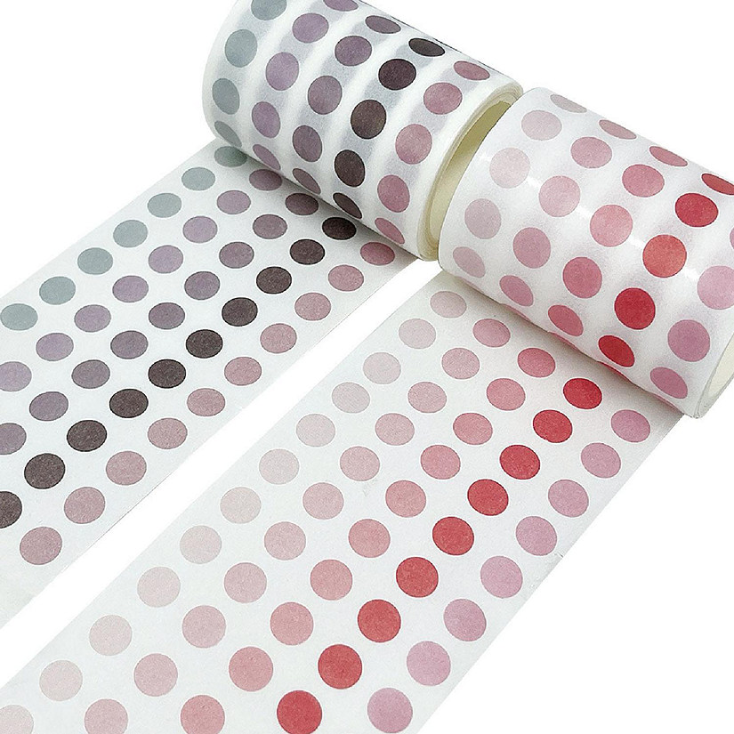 Wrapables Colorful Dots Washi Masking Tape, Round Circle Stickers 6M Length Total (Set of 2), Mauve & Pink Image