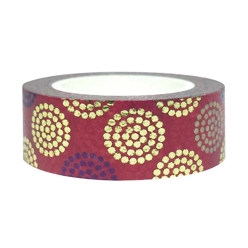 Wrapables&#174; Colorful Washi Masking Tape, Burgundy and Gold Blooming Dots Image