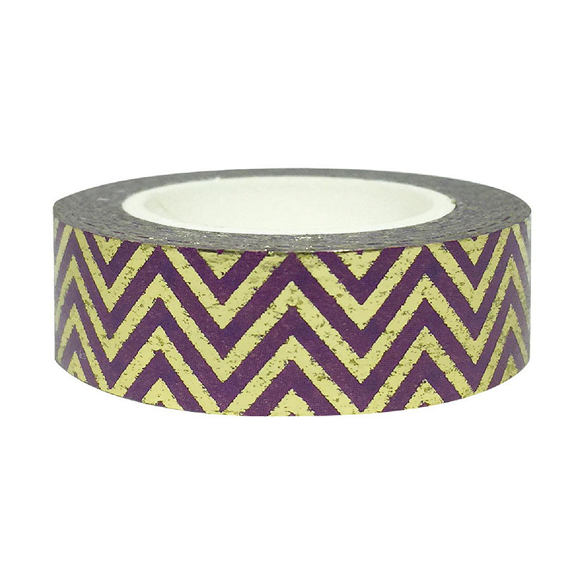 Wrapables&#174; Colorful Washi Masking Tape, Purple and Gold Super Chevron Image