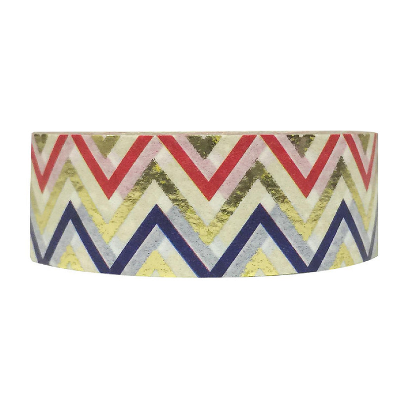 Wrapables&#174; Colorful Washi Masking Tape, Red, Gold, and Blue Chevron Image