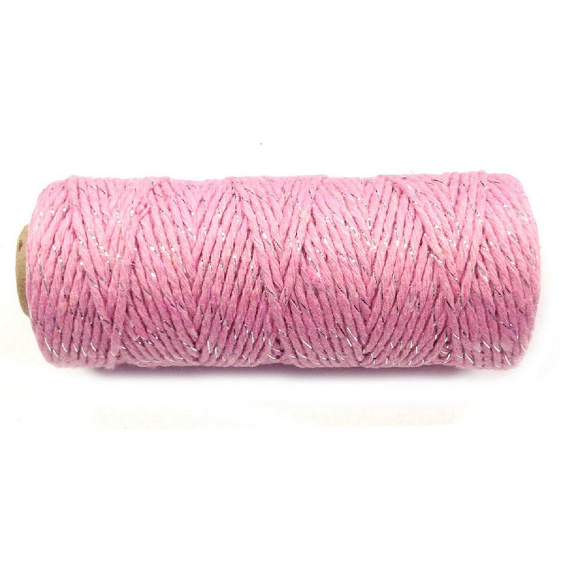Wrapables Cotton Baker's Twine 12ply 110 Yard, Pink/Metalic Silver Image