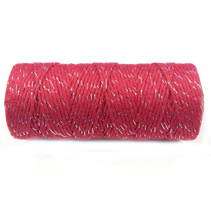 Wrapables Cotton Baker's Twine 12ply 110 Yard, Red/Metalic Silver Image