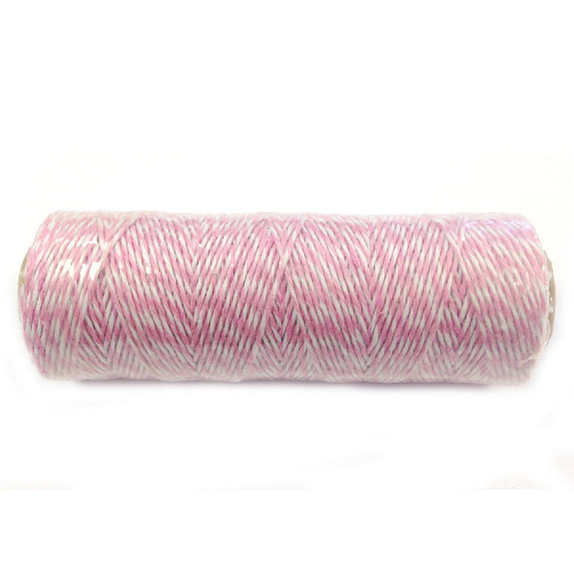 Wrapables Cotton Baker's Twine 4ply (109yd/100m), Pink/White Image