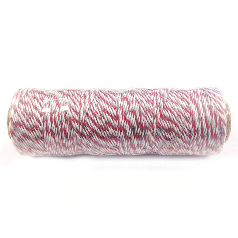 Wrapables Cotton Baker's Twine 4ply 110 Yard, for Gift Wrapping, Party Decor, and Arts and Crafts - Red and Grey Image