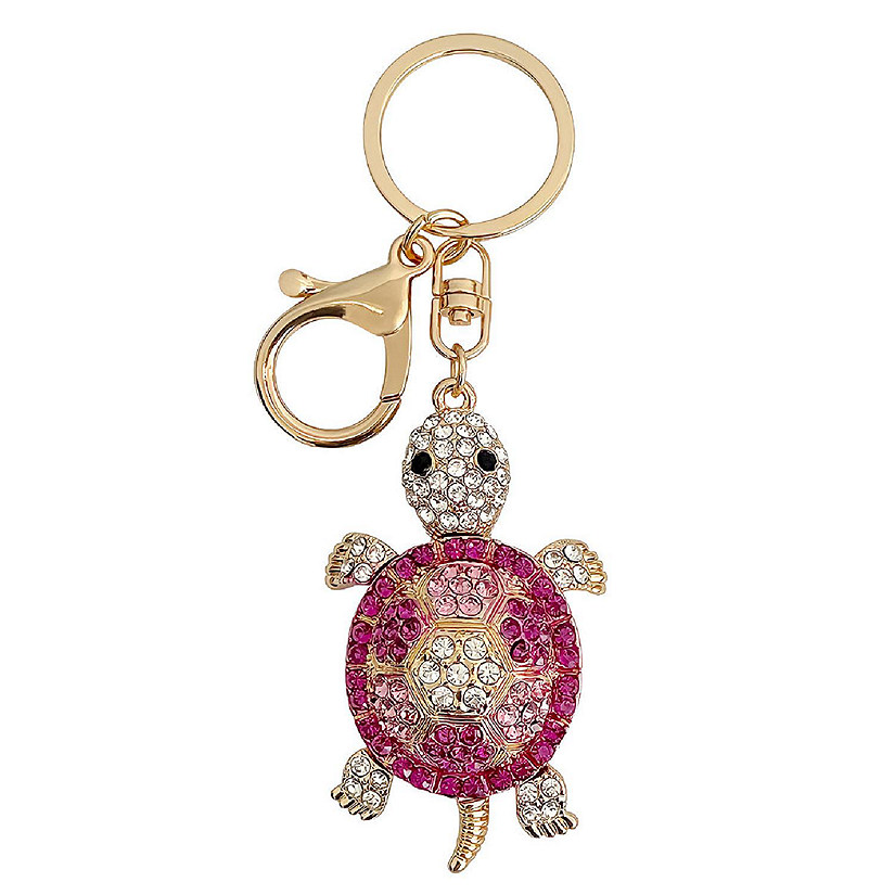 Wrapables Crystal Bling Key Chain Keyring Car Purse Handbag Pendant Charm, Pink Sea Turtle Image