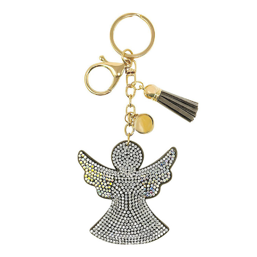 Wrapables Crystal Bling Key Chain Keyring with Tassel Car Purse Handbag Pendant, Angel Image