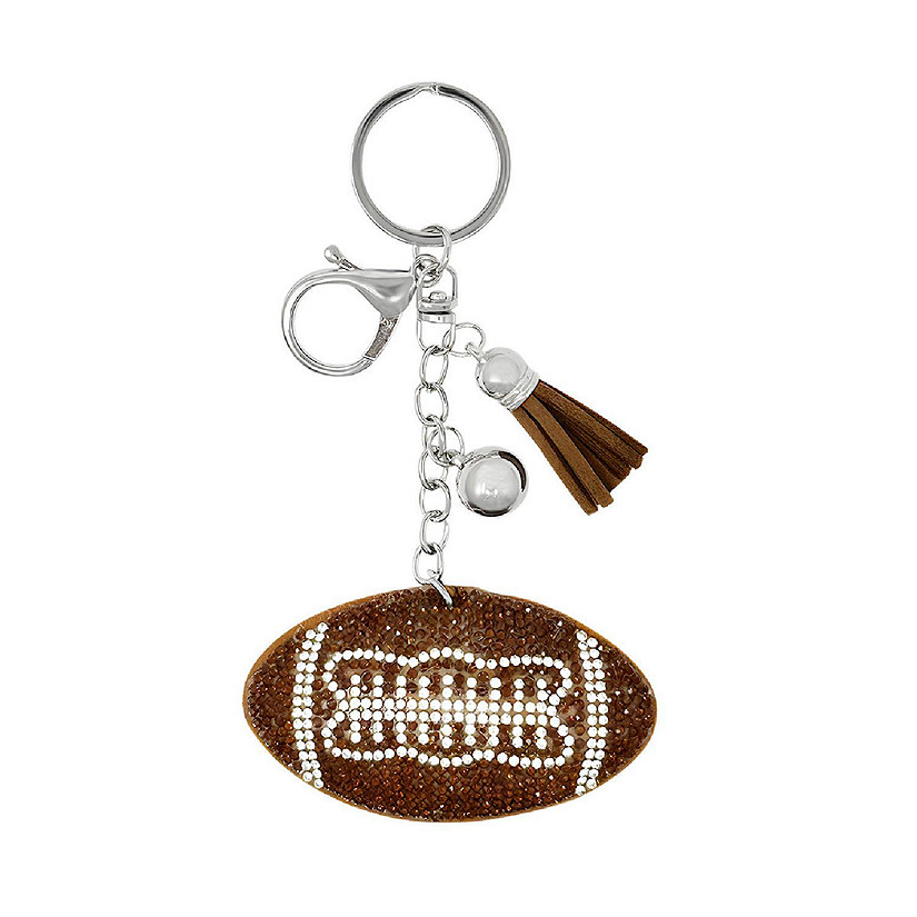 Wrapables Crystal Bling Key Chain Keyring with Tassel Car Purse Handbag Pendant, Football Image