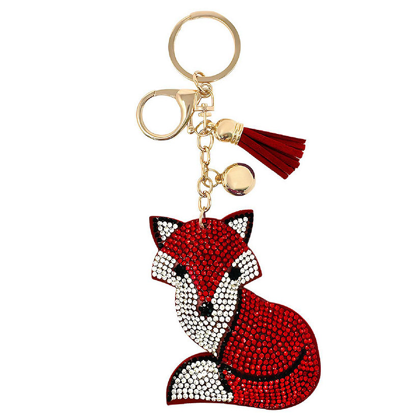 Wrapables Crystal Bling Key Chain Keyring with Tassel Car Purse Handbag Pendant, Fox Image