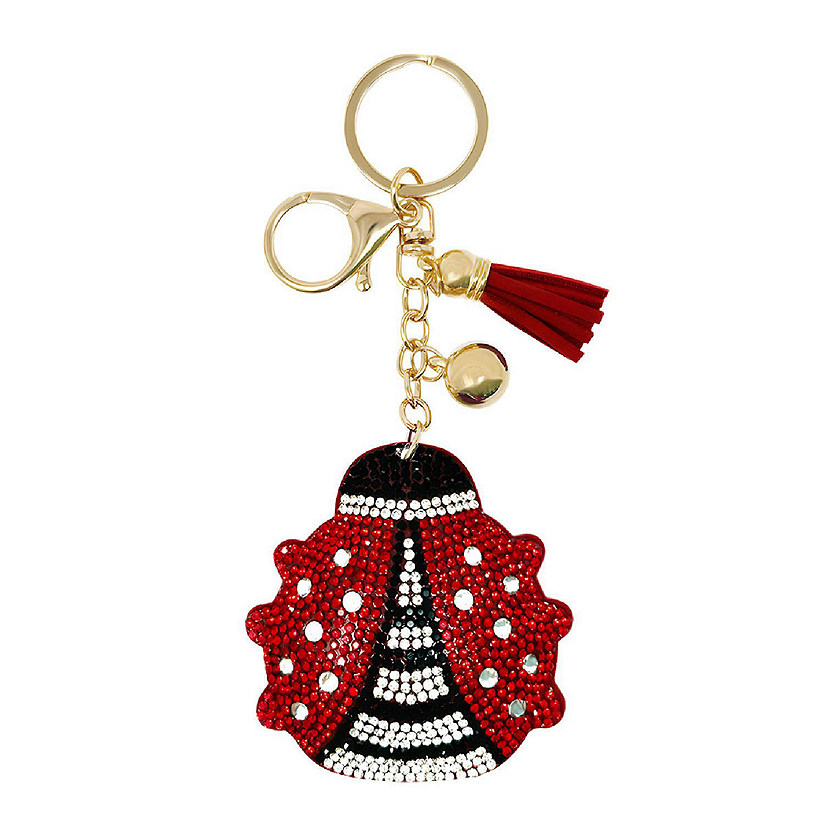 Wrapables Crystal Bling Key Chain Keyring with Tassel Car Purse Handbag Pendant, Ladybug Image