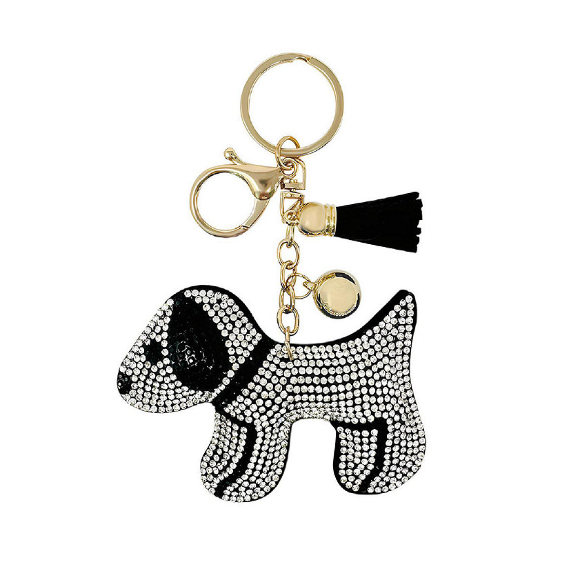 Wrapables Crystal Bling Key Chain Keyring with Tassel Car Purse Handbag Pendant, Puppy Image