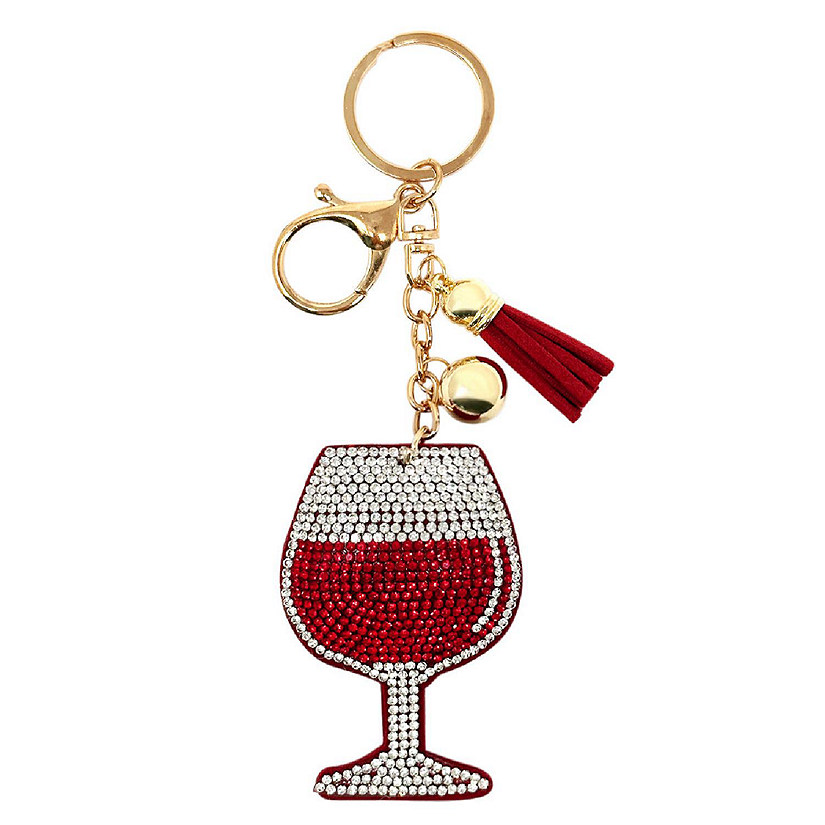 Wrapables Crystal Bling Key Chain Keyring with Tassel Car Purse Handbag Pendant, Red Wine Image