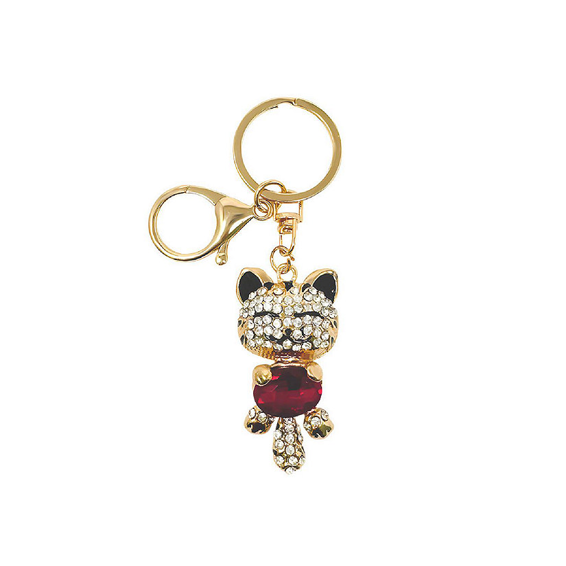 Wrapables Crystal Bling Key Chain Keyring with Tassel Car Purse Handbag Pendant, Ruby Kitty Image