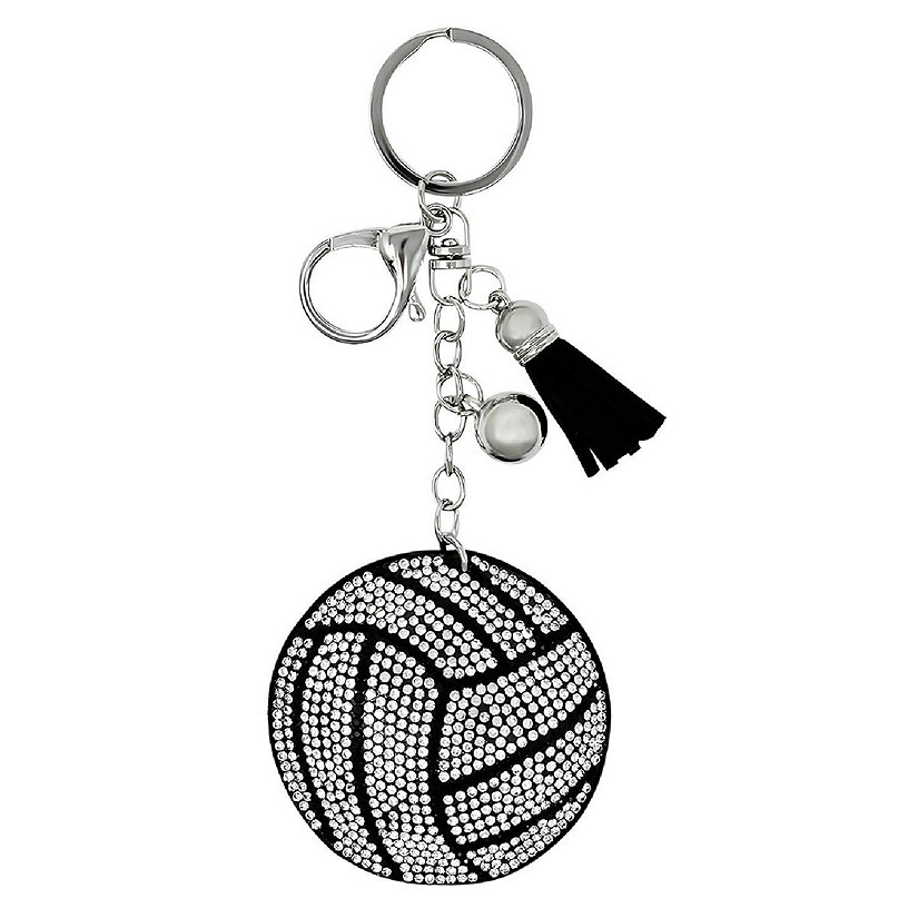 Wrapables Crystal Bling Key Chain Keyring with Tassel Car Purse Handbag Pendant, Volleyball Image