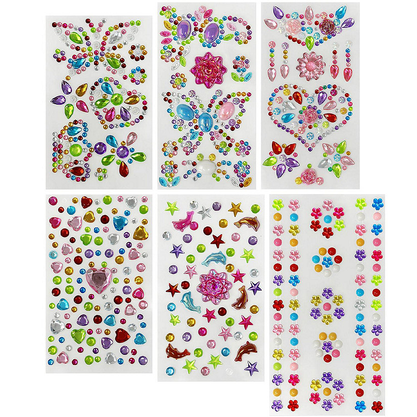 Wrapables Crystal Rhinestone Gem Stickers, Bling Jewel Adhesives for DIY Arts & Crafts, Smartphones, Water Bottles, Sunglass Cases (Set of 6), Heart and Flower Image