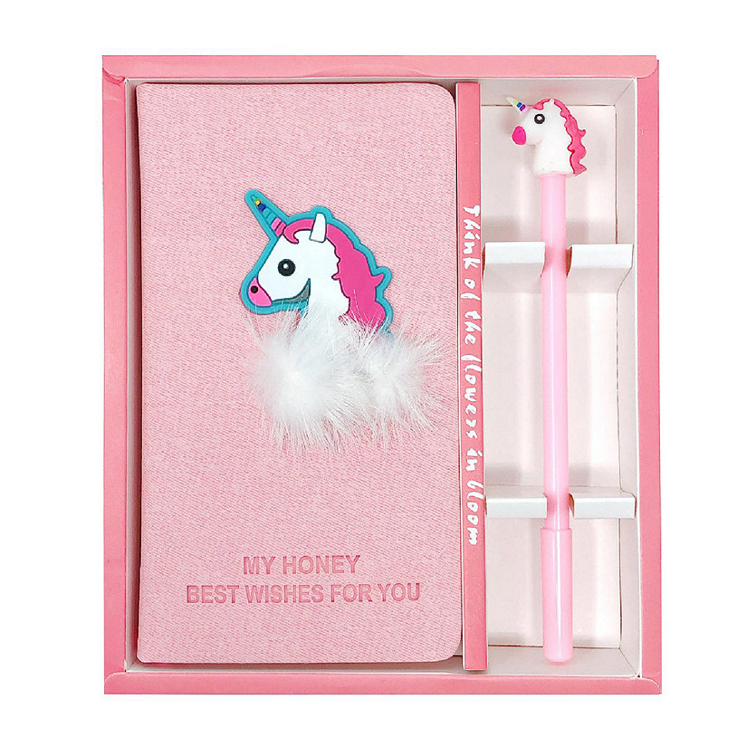 Wrapables Cute Notebook Gel Pen Set, Diary Journal Gift Set, Unicorn Image