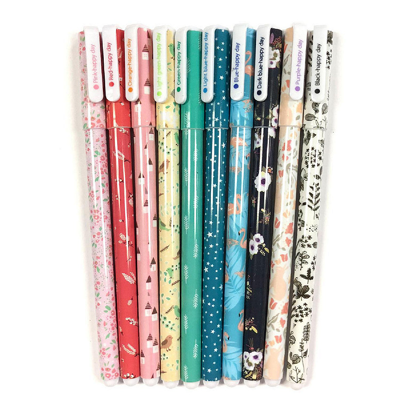 Wrapables Cute Novelty Gel Ink Pens, 0.5mm Fine Point (Set of 10), Whimsical Multicolor Ink Image