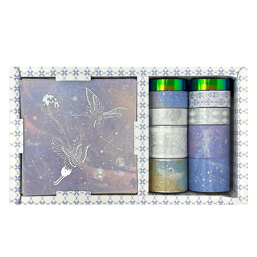 Wrapables Decorative Gold Foil Washi Tape and Sticker Set (10 Rolls & 10 Sheets), Celestial Beings Image