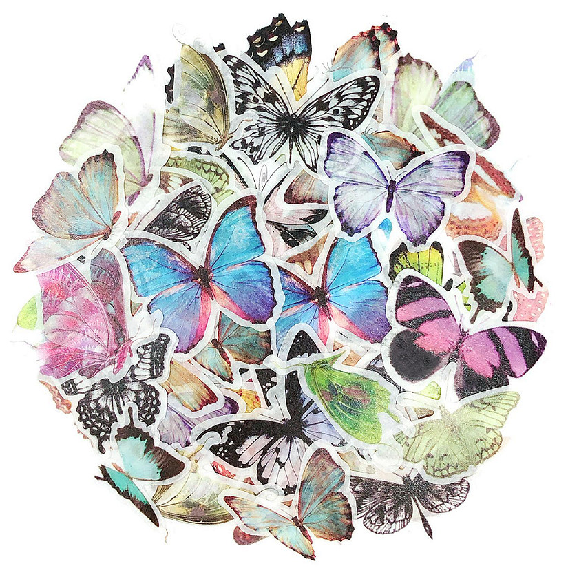 Wrapables Decorative Scrapbooking Washi Stickers (60 pcs), Butterflies Image
