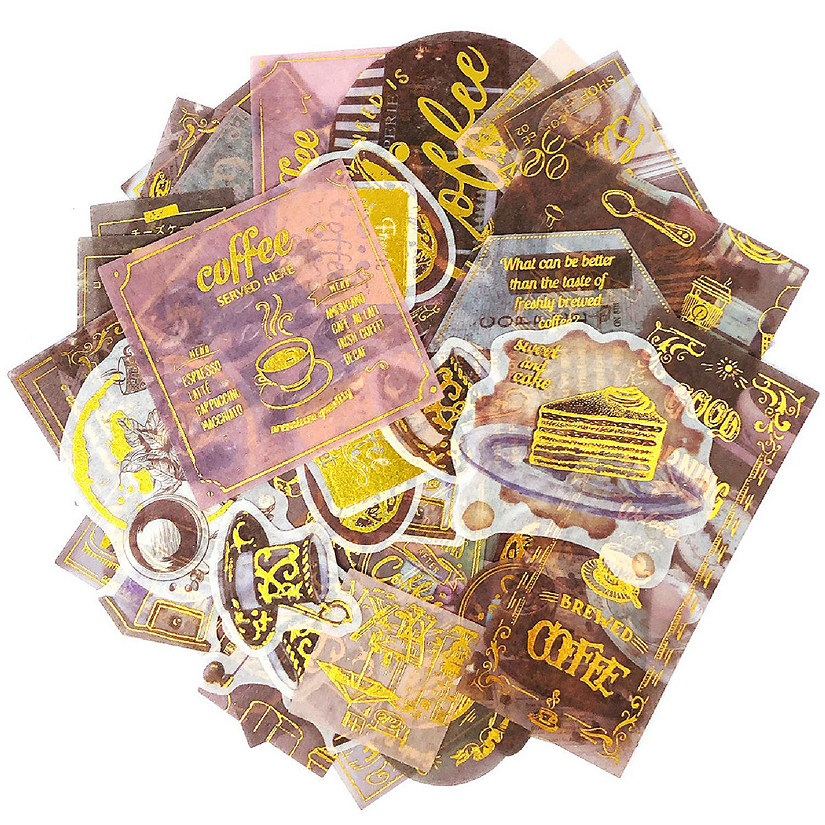 Wrapables Decorative Scrapbooking Washi Stickers (60 pcs), Coffee Image
