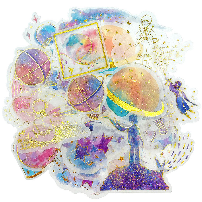 Wrapables Decorative Scrapbooking Washi Stickers (60 pcs), Gold Foil 1 (Celestial) Image
