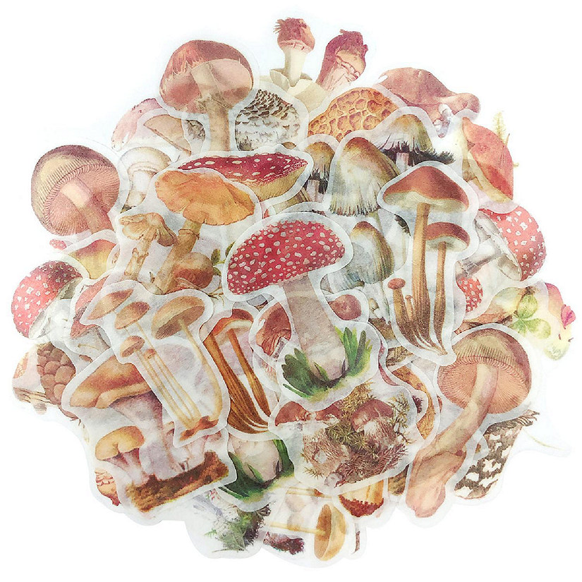 Wrapables Decorative Scrapbooking Washi Stickers (60 pcs), Mushrooms Image