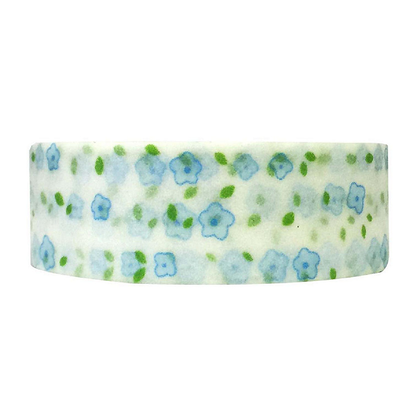 Wrapables Decorative Washi Masking Tape, Blue Floral Doodles Image