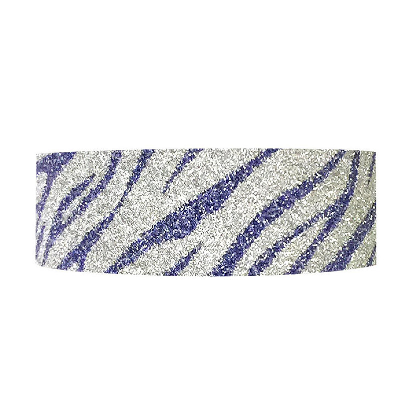 Wrapables Decorative Washi Masking Tape, Blue Glitter Zebra Image