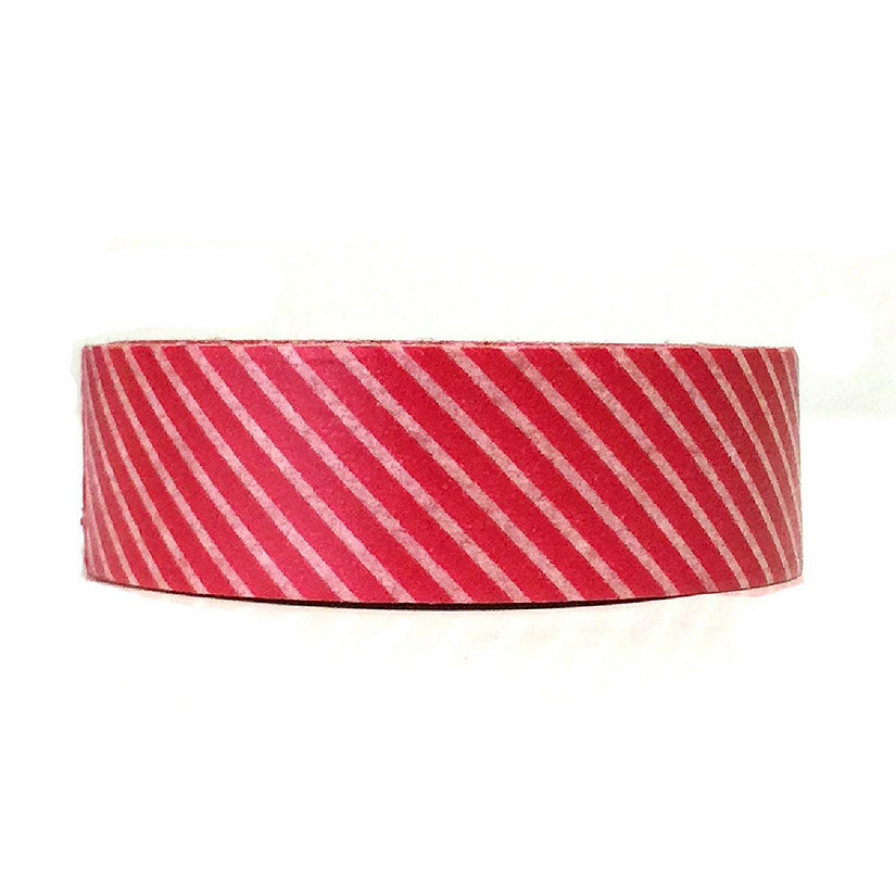 Wrapables Decorative Washi Masking Tape, Fire Red Diagonal Stripes Image