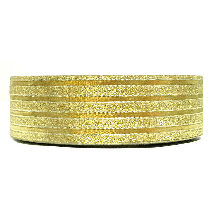 Wrapables Decorative Washi Masking Tape, Glitz Gold Stripes Image