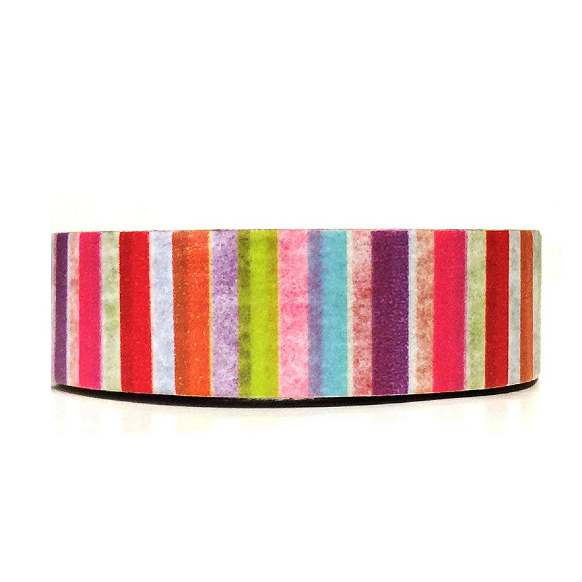 Wrapables Decorative Washi Masking Tape, Miulticolor Short Stripe Image