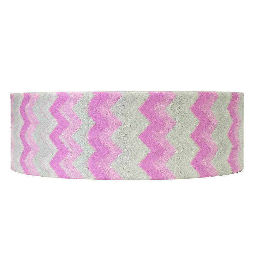 Wrapables Decorative Washi Masking Tape, Pink and Grey Chevron Image