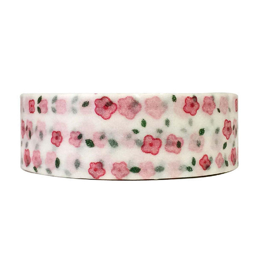 Wrapables Decorative Washi Masking Tape, Pink Floral Doodles Image