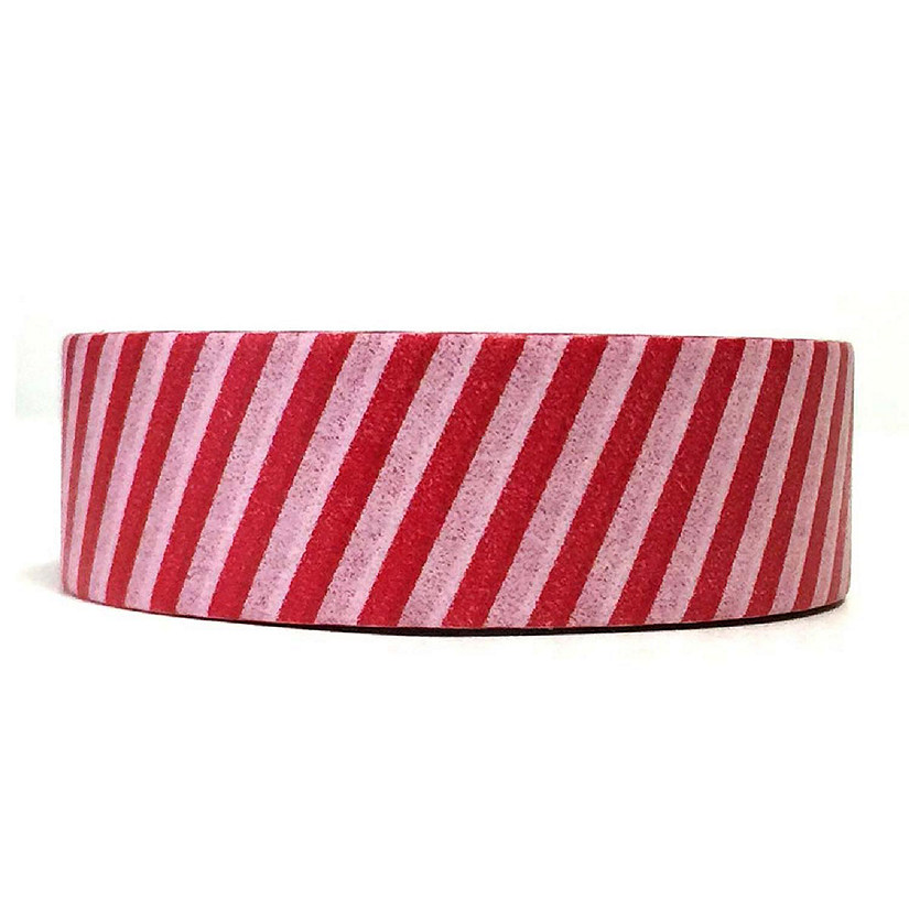 Wrapables Decorative Washi Masking Tape, Red and White Stripes Image