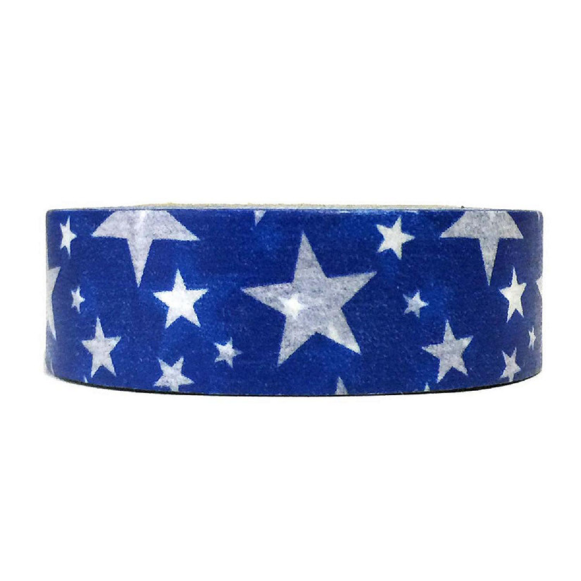 Wrapables Decorative Washi Masking Tape, Royal Blue Stars Image